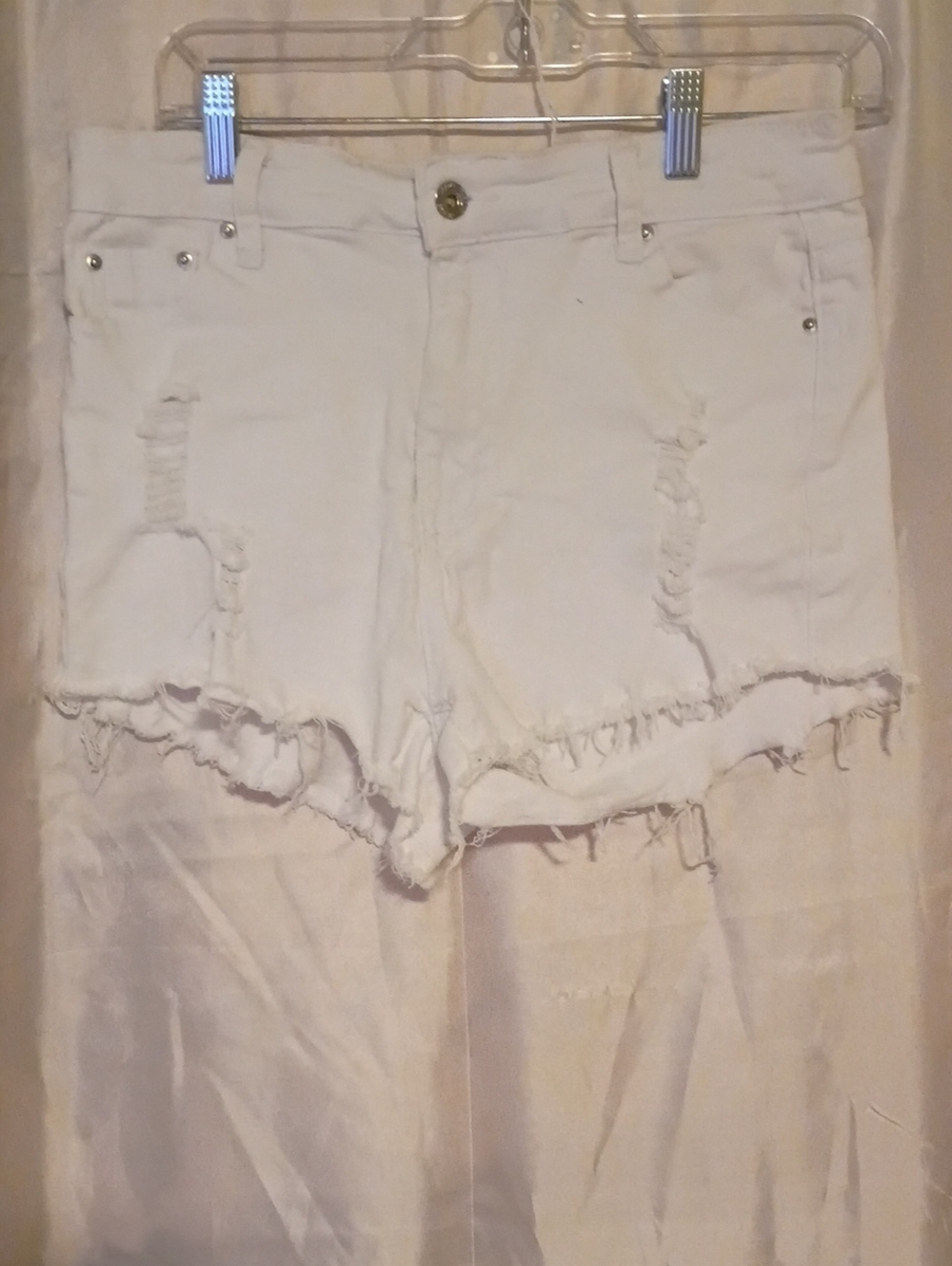 SHEIN White Denim Shorts with Button Front